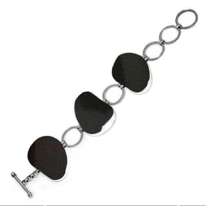 Wholesale Sterling Silver Bracelet With Organic Black Shell Link Design