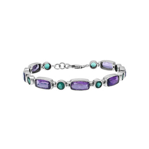 Wholesale sterling silver bracelet with Green Quartz and Amethyst Quartz handcrafted in Bali