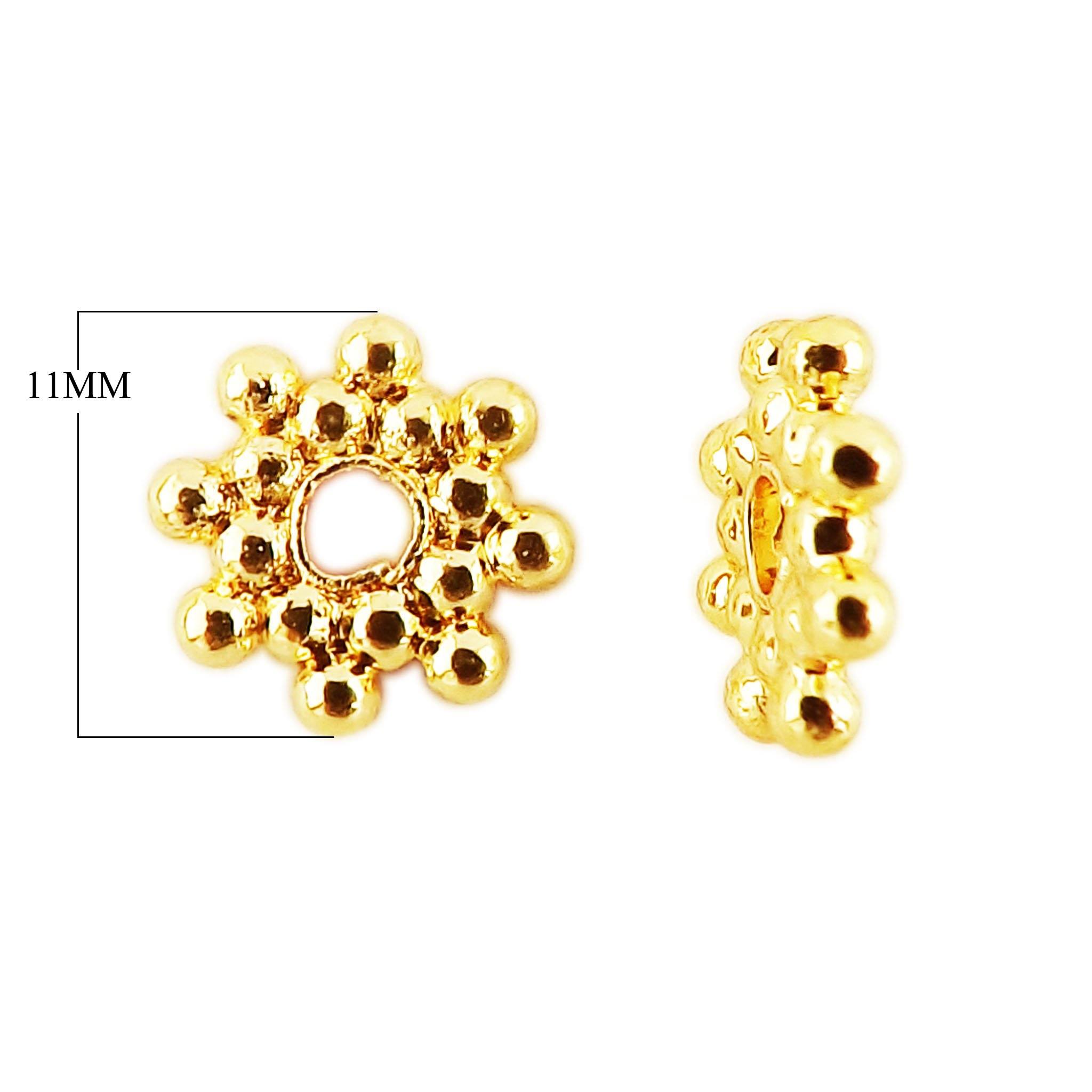 18K gold overlay round beaded spacer component handcrafted in India for wholesale jewelry making