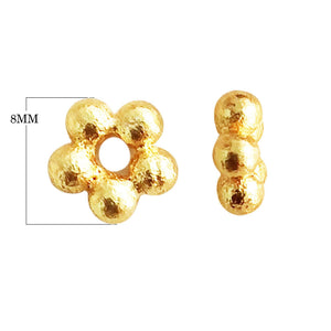 Wholesale floral spacer bead in 18K gold overlay over copper with handcrafted texture inspired by Indian artisan heritage