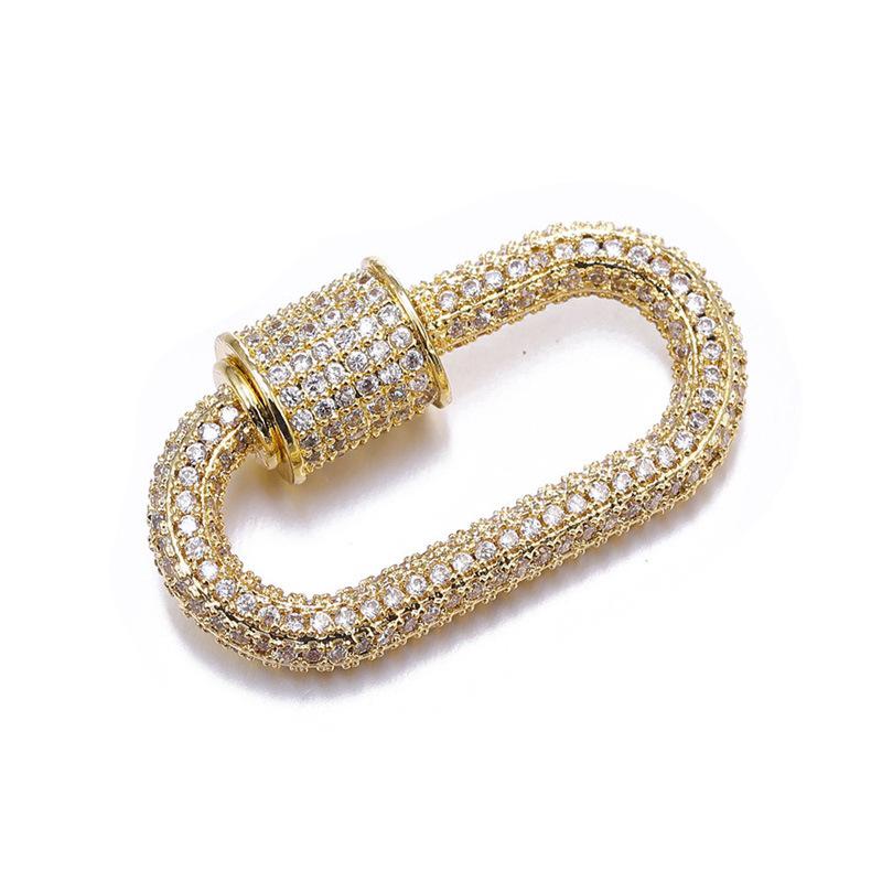 SL-8025-GD 18K Gold Overlay Carabiner Lock with Cubic Zirconia – Handcrafted Jewelry Finding from India
