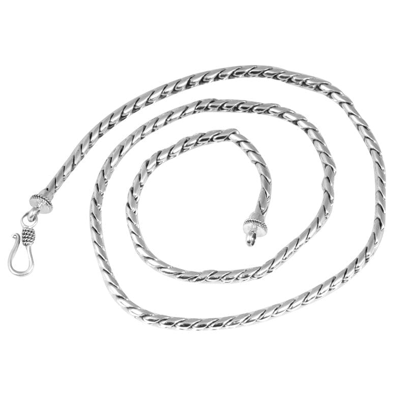 Sterling Silver Bali Hand Crafted Heavy Rope Link Chain Necklace Hook Clasp