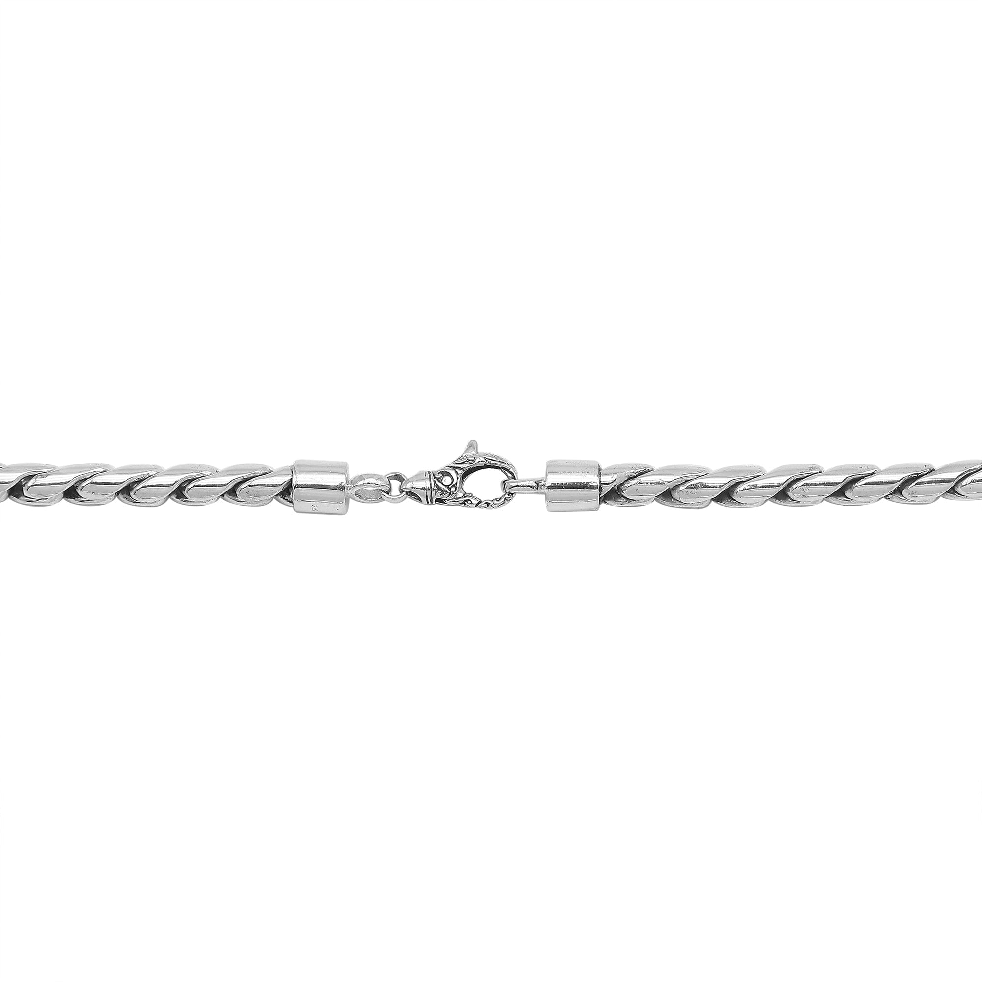 Sterling Silver Bali Handcrafted Necklace Chain With Polished Finish And Lobster Clasp.