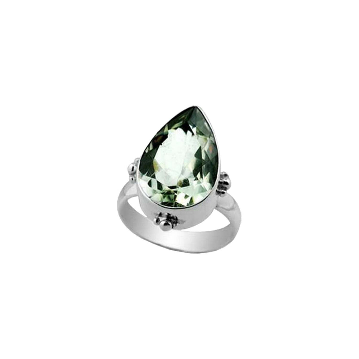 Sterling Silver handcrafted ring with Green Amethyst Quartz wholesale from Bali, Indonesia
