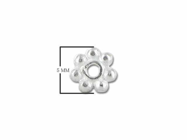 Sterling silver floral spacer bead with polished finish handcrafted in Bali
