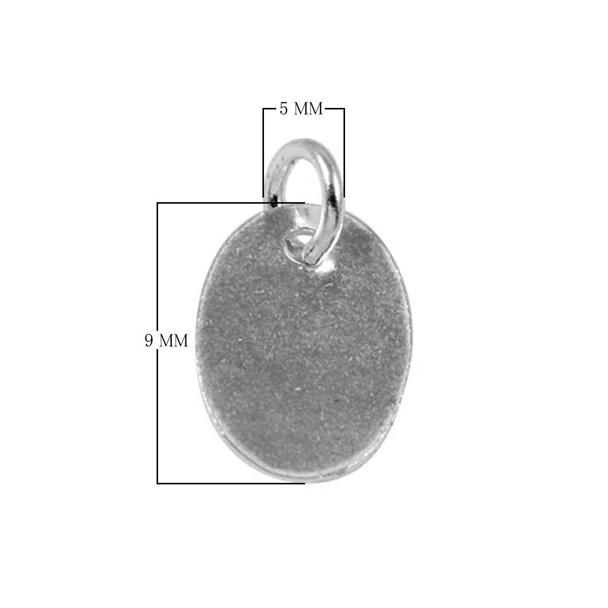 Silver Overlay oval tag charm with loop, handcrafted in India for wholesale jewelry findings and bulk supply.