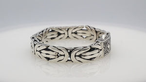 Silver Balinese Link Bracelet With Push Clasp On White Background