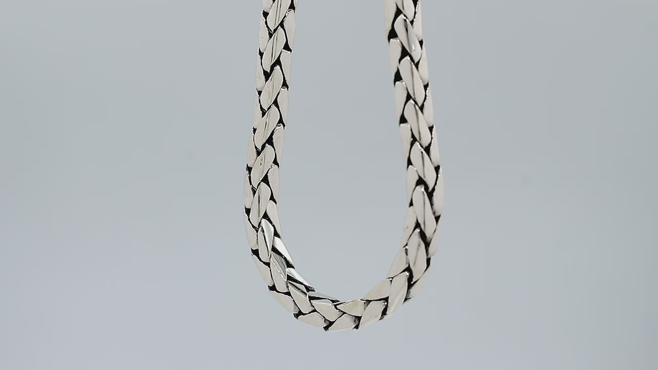 Wholesale 6 MM Sterling Silver flat-link chain with lobster lock, handcrafted in Bali.