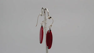 Sterling silver round Red Coral dangle earrings