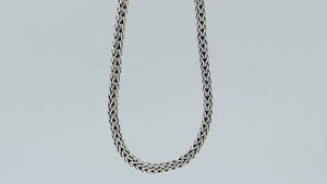 925 Sterling Silver 4MM woven chain necklace with lobster lock clasp handcrafted in Bali