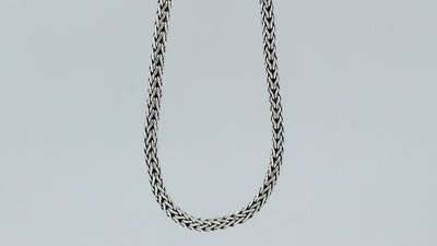 925 Sterling Silver 4MM woven chain necklace with lobster lock clasp handcrafted in Bali