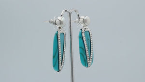 Sterling Silver Earrings With Abalone Shell And Pearl Accent