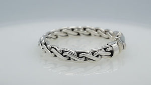925 sterling silver interlocked chain bracelet with box clasp, handcrafted in Bali.