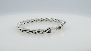 Sterling Silver Bali Handcrafted Braided Chain Bracelet With Ornate Lobster Clasp And Oxidized Finish