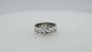 Wholesale sterling silver wide band ring with bold geometric pattern and oxidized detailing – unisex artisan wholesale jewelry.