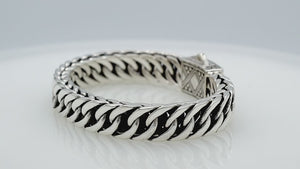 Silver Curb Chain Bracelet With Engraved Box Clasp In 925 Sterling Silver For Wholesale