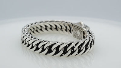 Silver Curb Chain Bracelet With Engraved Box Clasp In 925 Sterling Silver For Wholesale