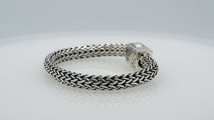 925 Sterling Silver woven bracelet with Balinese push lock clasp handcrafted in Bali