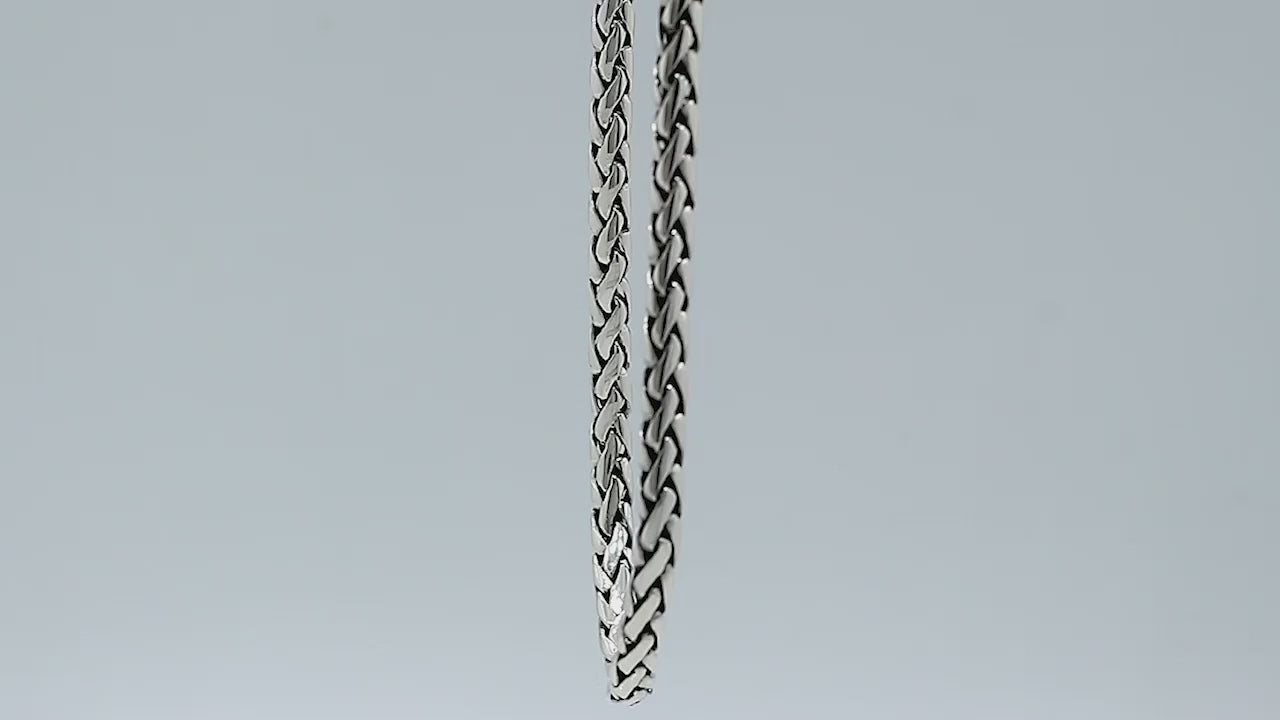 925 Sterling Silver 3x5MM woven chain necklace with lobster lock clasp handcrafted in Bali