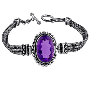 Sterling Silver Bracelet With Amethyst Q. Jewelry