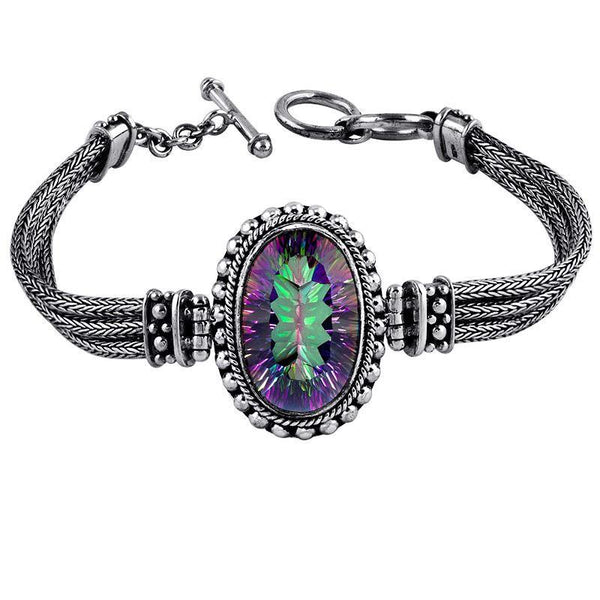AB-1021-MT Sterling Silver Bracelet With Mystic Quartz Jewelry Bali Designs Inc 