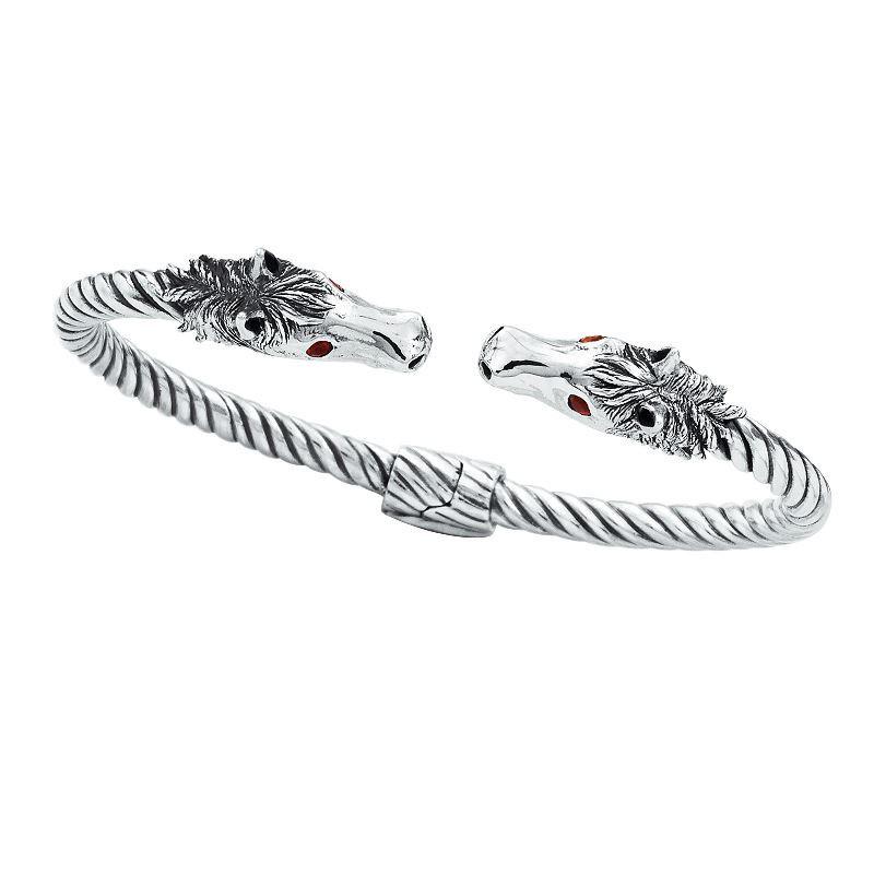 AB-1022-GA Sterling Silver Bangle With Garnet Q. Jewelry Bali Designs Inc 