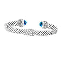AB-1024-BT Sterling Silver Bangle With Blue Topaz Q. Jewelry Bali Designs Inc 