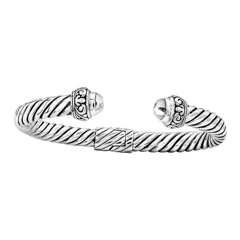 AB-1024-S Sterling Silver Bangle With Plain Silver Jewelry Bali Designs Inc 