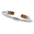 "Wholesale sterling silver cuff Bangle with teardrop Citrine Quartz and Balinese rope design, handmade in Bali"