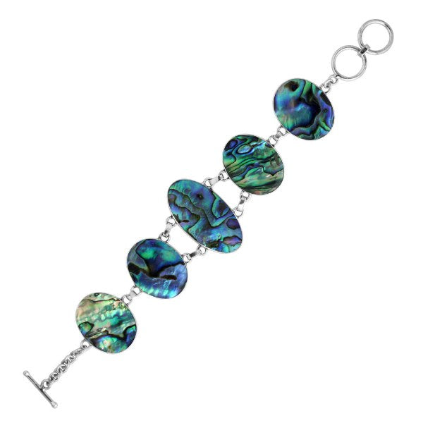 AB-1050-AB Sterling Silver Bracelet With Abalone Shell Jewelry Bali Designs Inc 