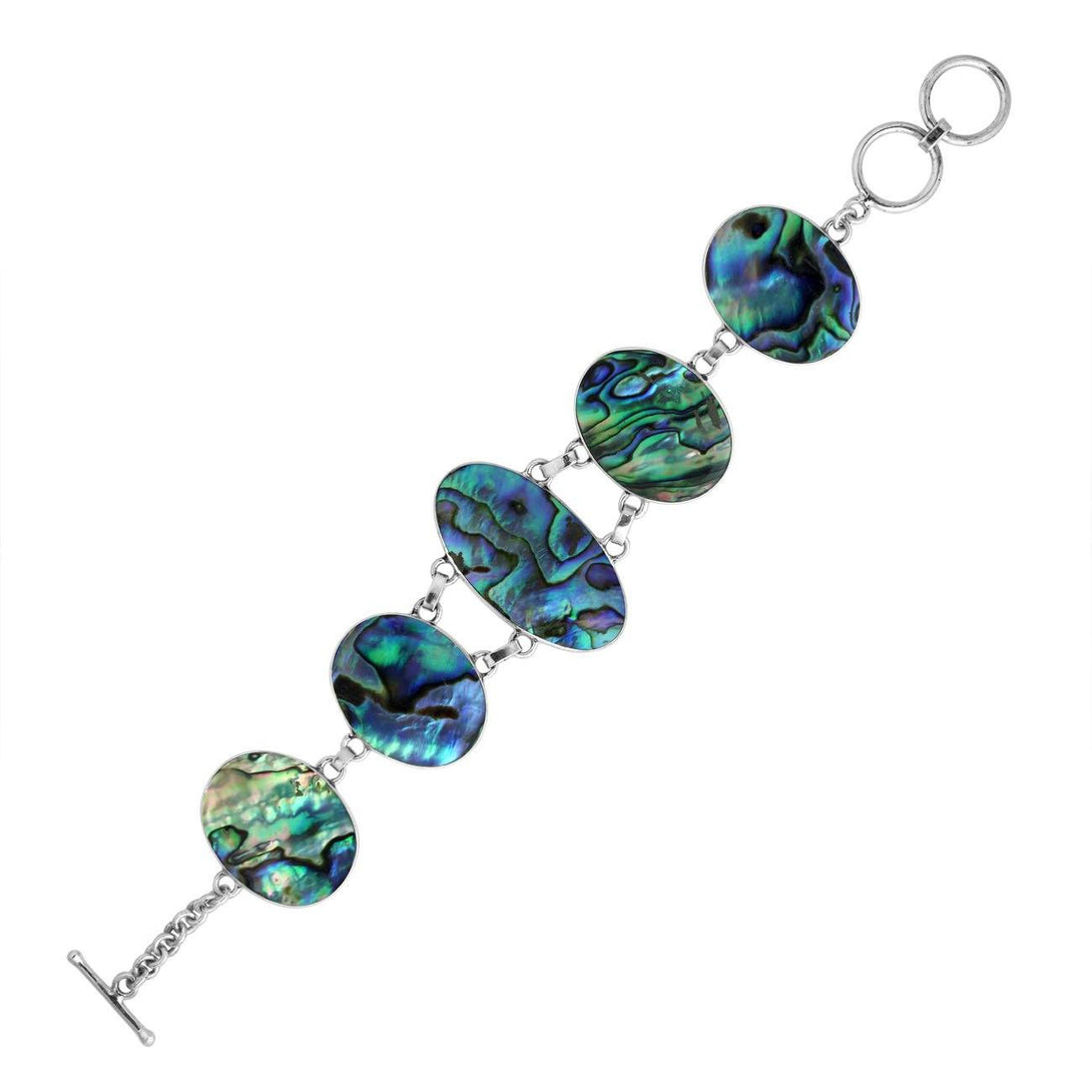 AB-1050-AB Sterling Silver Bracelet With Abalone Shell Jewelry Bali Designs Inc 