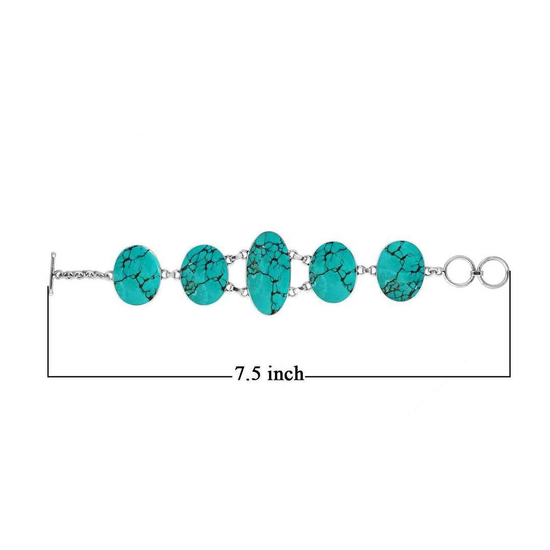 AB-1050-TQ Sterling Silver Bracelet With Turquoise Jewelry Bali Designs Inc 