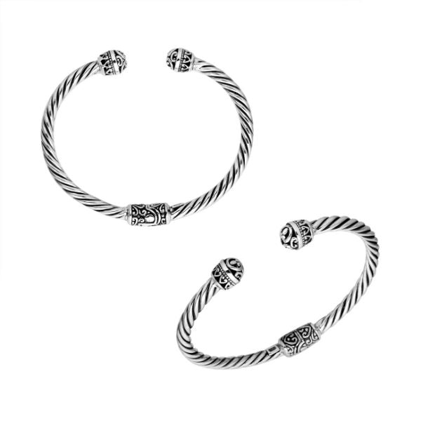 AB-1053-S Sterling Silver Bangle With Plain Silver Jewelry Bali Designs Inc 