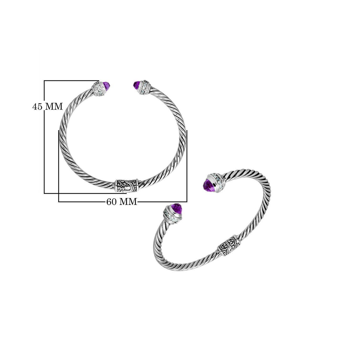 AB-1057-AM Sterling Silver Bangle With Amethyst Q. Jewelry Bali Designs Inc 