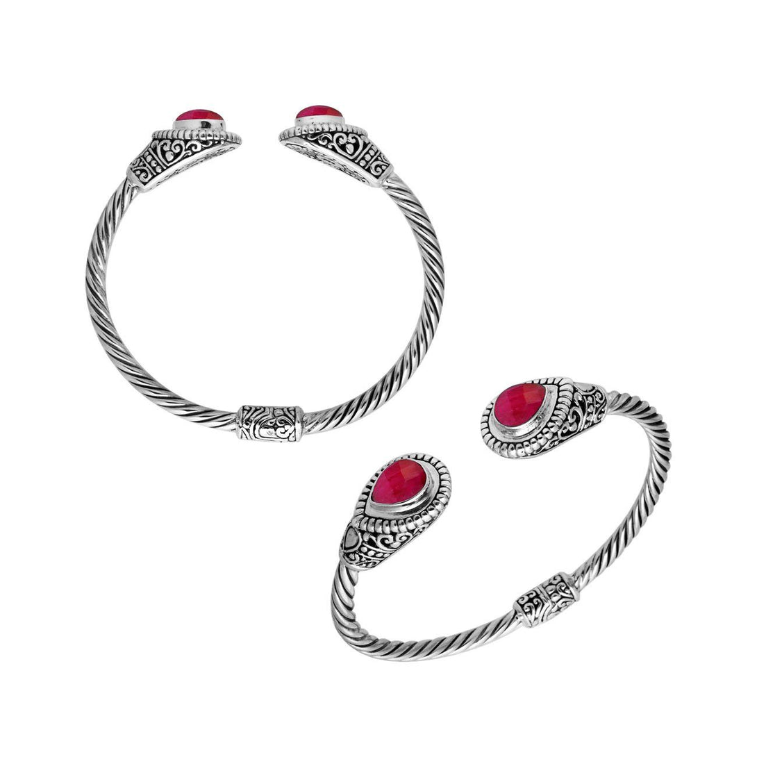 AB-1059-RB Sterling Silver Bangle With Ruby Jewelry Bali Designs Inc 