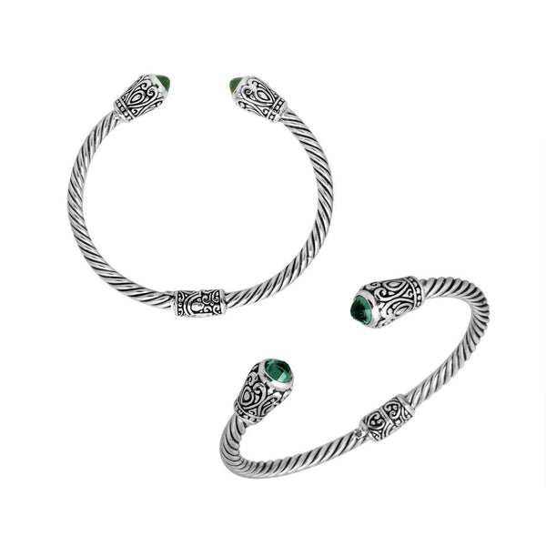 AB-1065-GQ Sterling Silver Bangle With Green Quartz Jewelry Bali Designs Inc 
