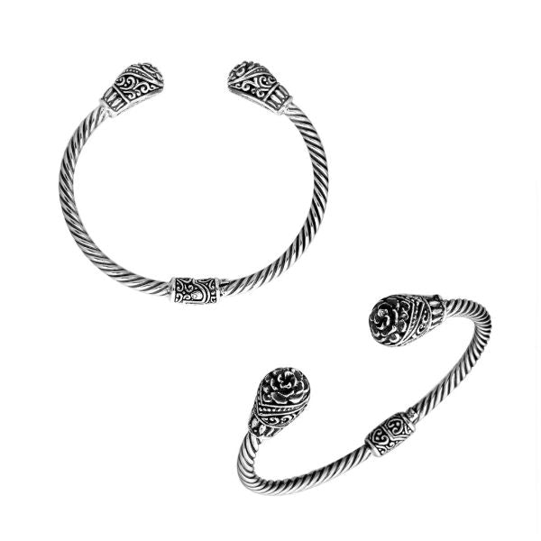 AB-1067-S Sterling Silver Bangle With Plain Silver Jewelry Bali Designs Inc 