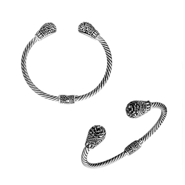 AB-1067-S Sterling Silver Bangle With Plain Silver Jewelry Bali Designs Inc 