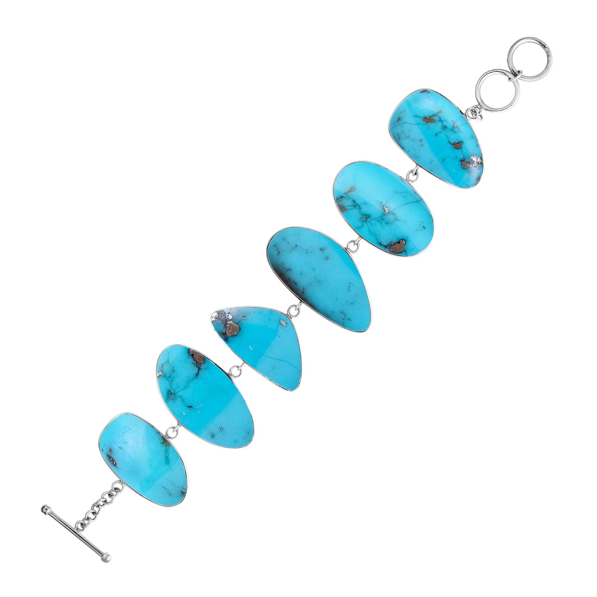 Wholesale Turquoise Shell bracelet with Sterling Silver links, handcrafted in Bali.