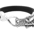 Wholesale Leather bracelet with Sterling Silver dragon clasp and Sapphire Eye, handcrafted in Bali.