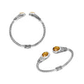 925 Sterling Silver Citrine Quartz Bangle with twisted cable design and Balinese handcrafted detailing