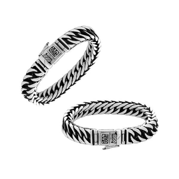 925 Sterling Silver curb chain bracelet with Balinese push lock clasp