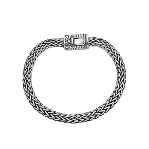 925 Sterling Silver woven bracelet with Balinese push lock clasp handcrafted in Bali