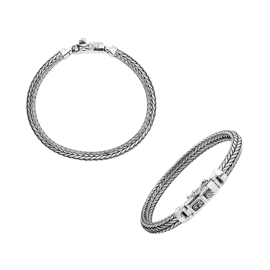 AB-1098-S-7.5" Sterling Silver Bracelet With Plain Silver Jewelry Bali Designs Inc 