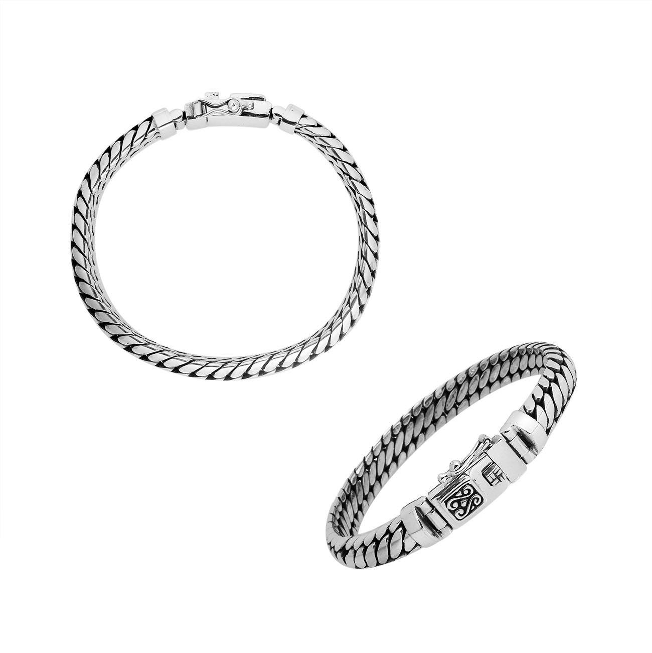 Sterling Silver 8x4MM Bali Woven Bracelet with Box Clasp wholesale jewelry