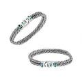 Sterling Silver 5MM Bali Woven Bracelet with Abalone Shell and Box Clasp wholesale jewelry