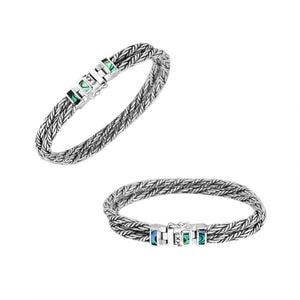 Sterling Silver 5MM Bali Woven Bracelet with Abalone Shell and Box Clasp wholesale jewelry