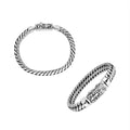 925 sterling silver 10x5 mm Bali twisted bracelet with oxidized finish and decorative clasp.