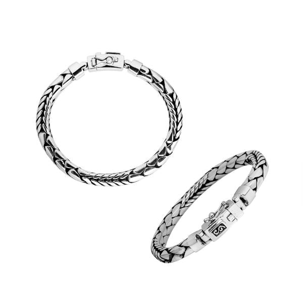 AB-1107-S-7.5" Sterling Silver Bracelet With Plain Silver Jewelry Bali Designs Inc 