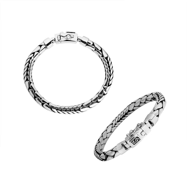 AB-1107-S-9" Sterling Silver Bracelet With Plain Silver Jewelry Bali Designs Inc 